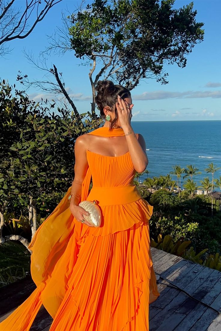 Elegant Ball Gown Strapless Orange Chiffon Evening Women Party Dresses Long Formal Prom Dresses 16 Birthday Gown AB1296