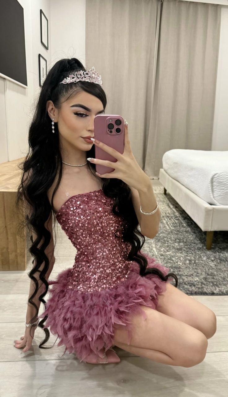 Glitter Sheath Strapless Sequin With Crystals Feathers Sleeveless Mini Senior Inspo Short Homecoming Dresses N4745