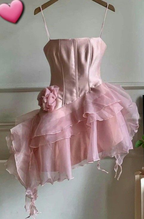 Sexy A Line Spaghetti Strap Pink With Ruffled Mini Short Inspo Hoco Dress Ideas Homecoming Dresses RB4132