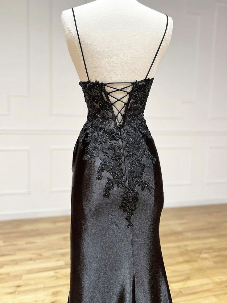 Classy Spaghetti Straps Mermaid Wine Red V Neck Satin Lace Long Prom Dresses Formal Dress AB138
