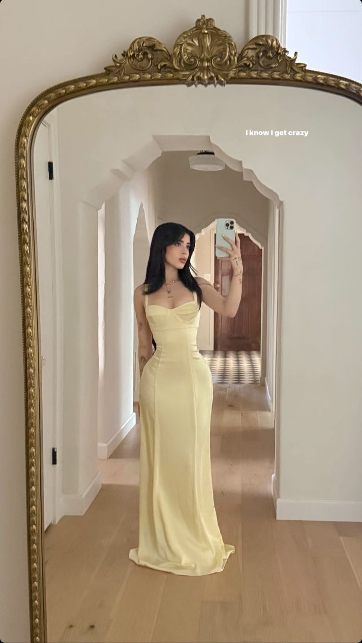Prom Dress Mermaid Yellow Spaghetti Straps Satin Floor Length Graduation Party Dress RC1064