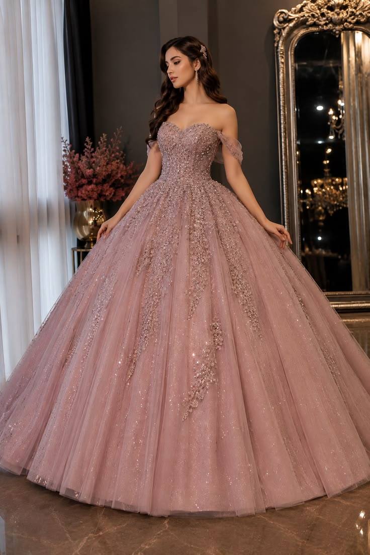 Elegant Blush Pink Princess Ball Gown for Wedding & Formal Events Quince Dress Quinceanera Dresses Birthday Outfits RB8217
