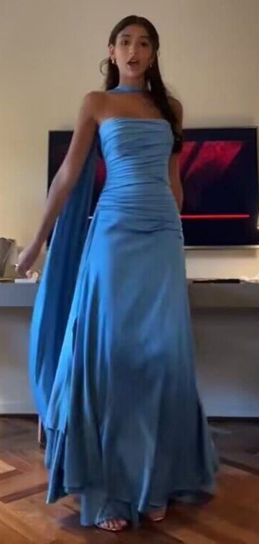 Sexy Sweetheart Sleeveless Mermaid Satin Long Prom Dresses Online AB1865