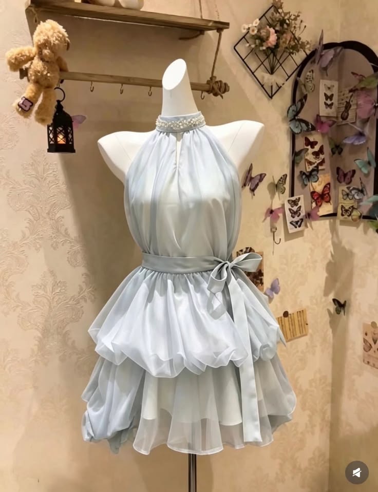 Unique Homecoming Dresses Outfit inspo A Line Halter Blue Chiffon For Girls 17th Birthday Cocktail Dress Ideas Outfits RB8195