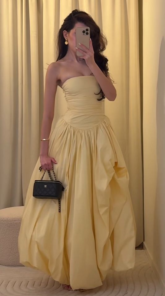 charming lady dresses reviews Fashion Yellow Aestetich/Old Money Long Prom Dress Evening Dr – RubyFashionDress Wedding dress