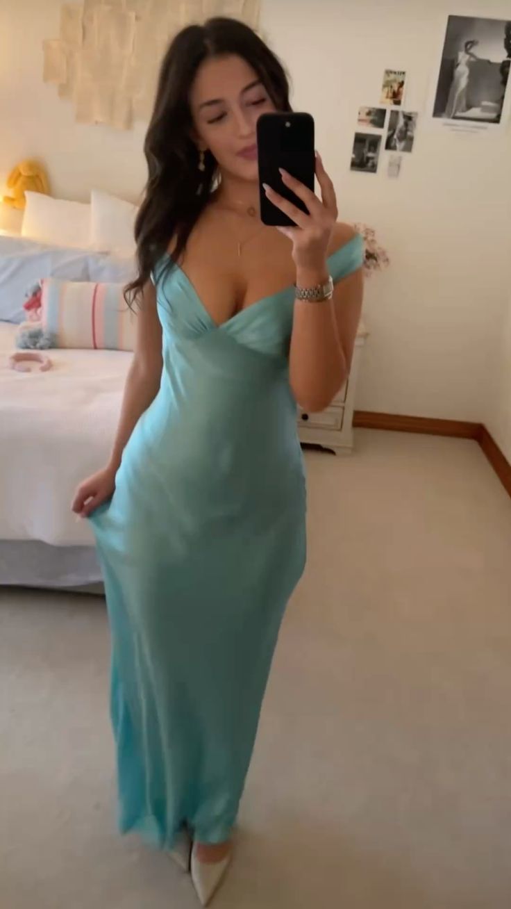 Stunning Prom Dresses Mermaid Off The Shoulder Blue Satin Long Formal Dress N2473