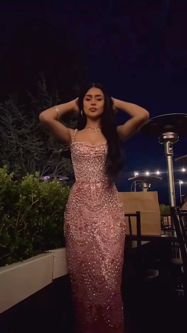 Sparkly Prom Dresses Mermaid Straps Pink Beaded Sequined For Women Long Party Evening Formal Gown RC1183