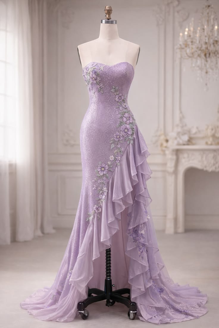 Glitter Bodycon Lilac Sweetheart Long Prom Dresses Mermaid Bodycon For Women N4175