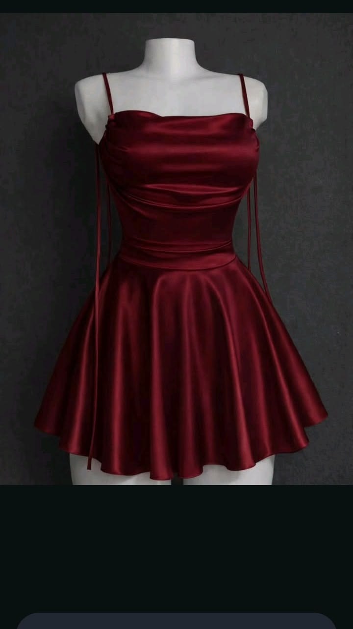 Unique Hoco Photo Ideas A Line Spaghetti Straps Burgundy Senior Year Homecoming Dresses Inspo Hoco Outfits RB8926