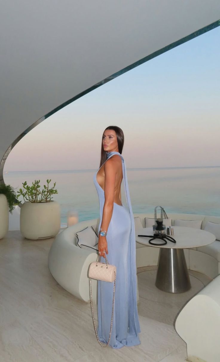 Simple Mermaid High Neck Blue Backless Long Evening Summer Beach Black Tie Formal Dresses Wedding Guest Dress N1388