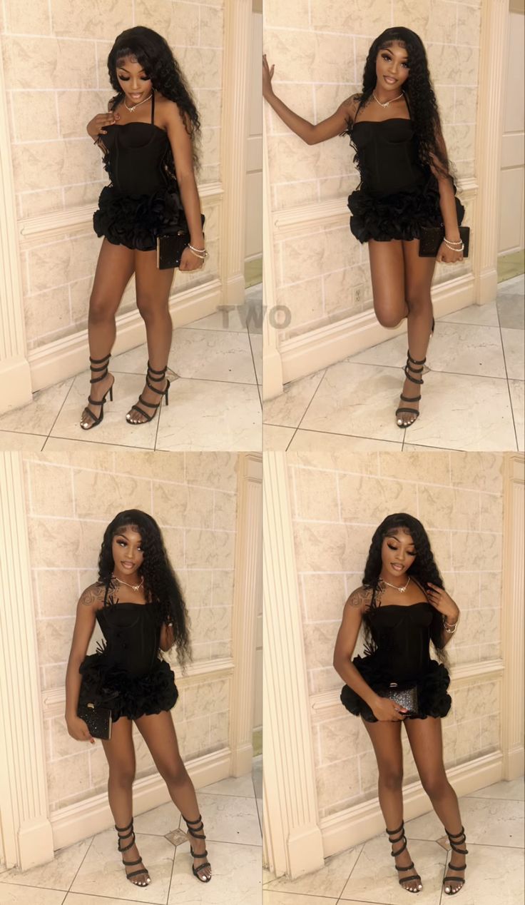 Sexy Sheath Halter Little Black Dress For Black Girls For Teens With Flowers Party Short Mini 19th Birthday Dresses Hoco Outfit RB3793