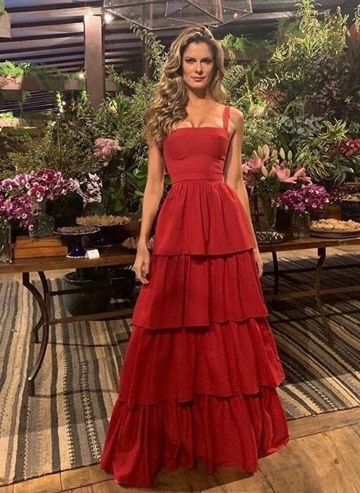 Modest A Line Square Neck Rust Red Prom Dresses Inspo Simple Long Prom Gowns AB267