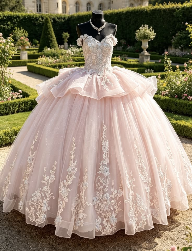 Elegant Princess Ball Gown for Wedding & Formal Events Baby Pink Quince Dress Quinceanera Dresses Birthday Outfits RB8218