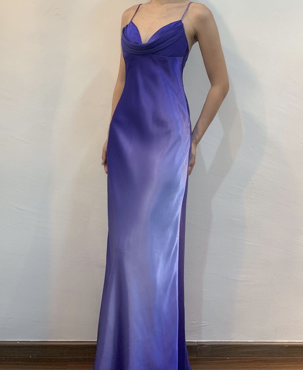 Modest Mermaid Spaghetti Strap Gradient Grape Colors Sleeveless Long Prom Dresses For Women N4178
