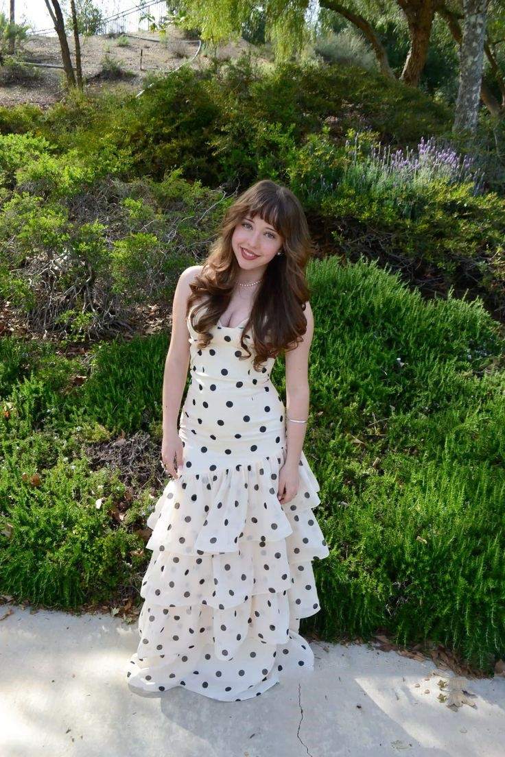 polka dot graduation dress Modest Night Aesthetic Mermaid Spaghetti Straps College Form – RubyFashionDress Teal Wedding Gowns - Department-Kids run smaller than US Size:AU14 - (US10)