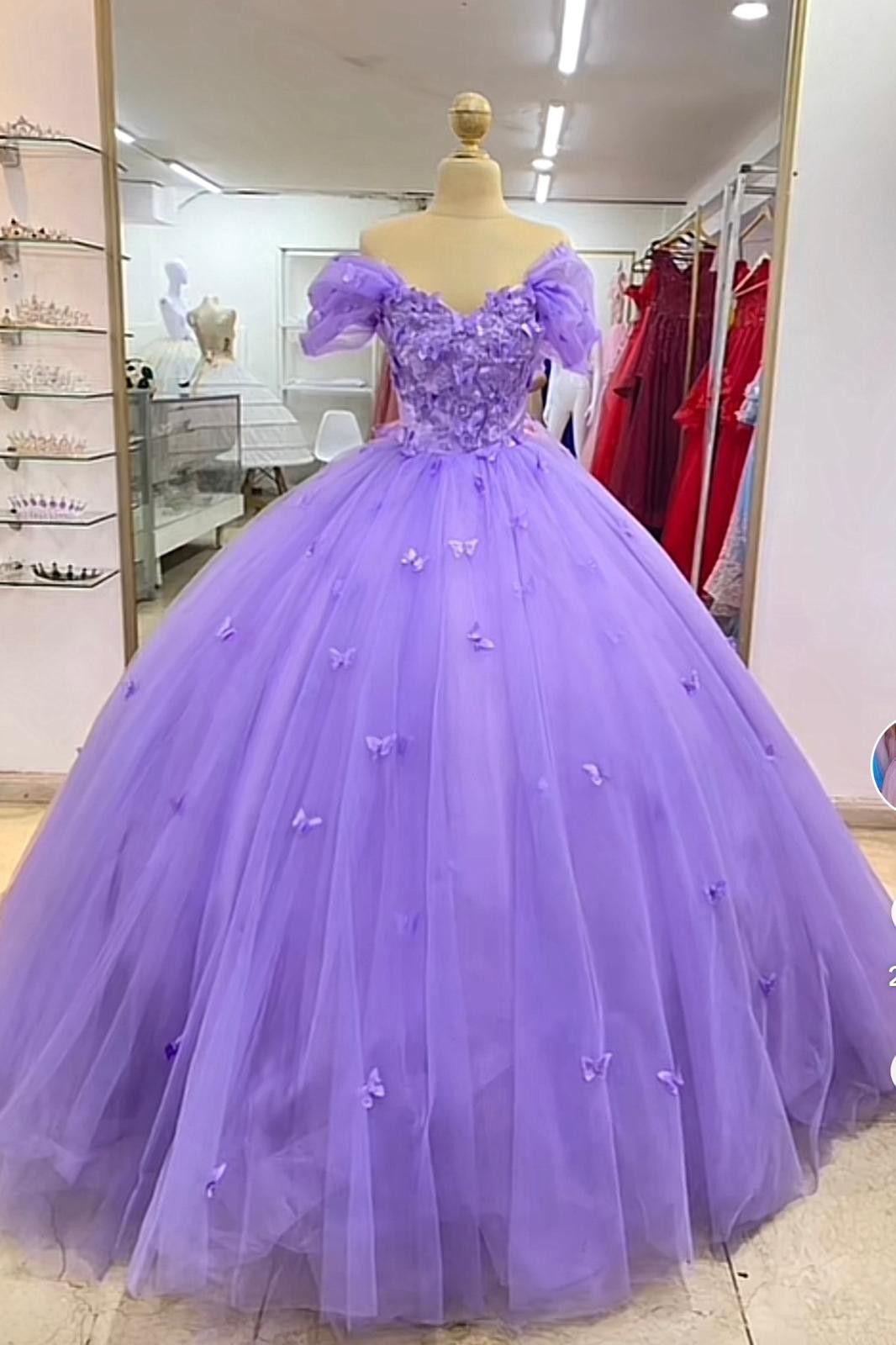 Sweet 16 Dress Ballgown Off Shoulder Lilac Tulle vestido de 15 Sweet Sixteen Dress RB9521