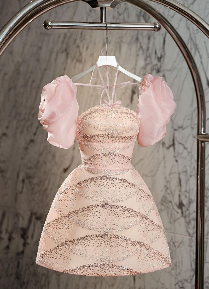 Beautiful A Line Square Neck Pink Short Homecoming Dress Inspo Ideas Mini Party Dresses RB6920
