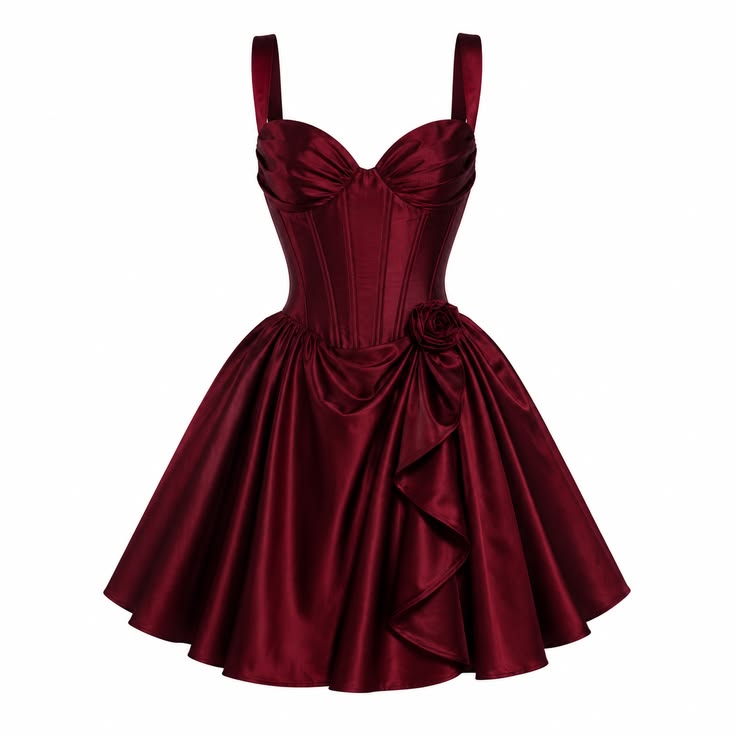 Unique Hoco Photo Ideas A Line Sweetheart Burgundy Satin Senior Year Homecoming Dresses Inspo Hoco Outfits RB8924