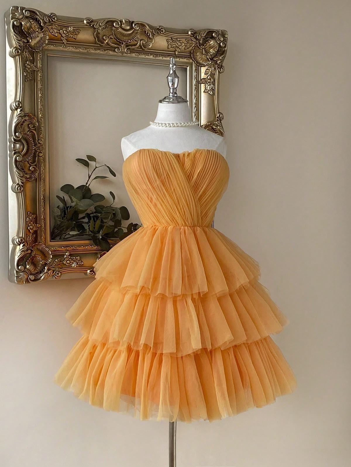 Modest Homecoming Dresses Outfit inspo Ball Gown Strapless Orange Tulle 16th Birthday Cocktail Ideas Outfits RB8202