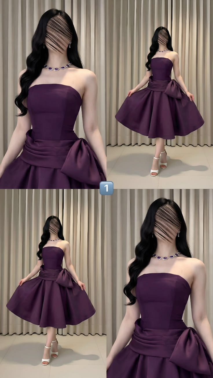 Sexy Ball Gown Strapless Grape With Bow Knee Length Freshman Graduation Dresses Inspo Senior Homecoming Outfits RB4748