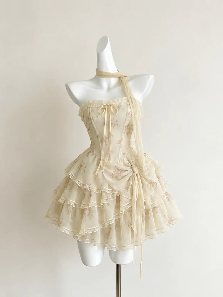Short Ball Gown Strapless Yellow Floral Chiffon Homecoming Dress Party Dress RB8201