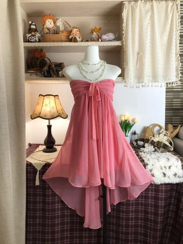 Lovely Pink Strapless A-Line Short Party Dresses Homecoming Dress Cocktail Dress RB8343