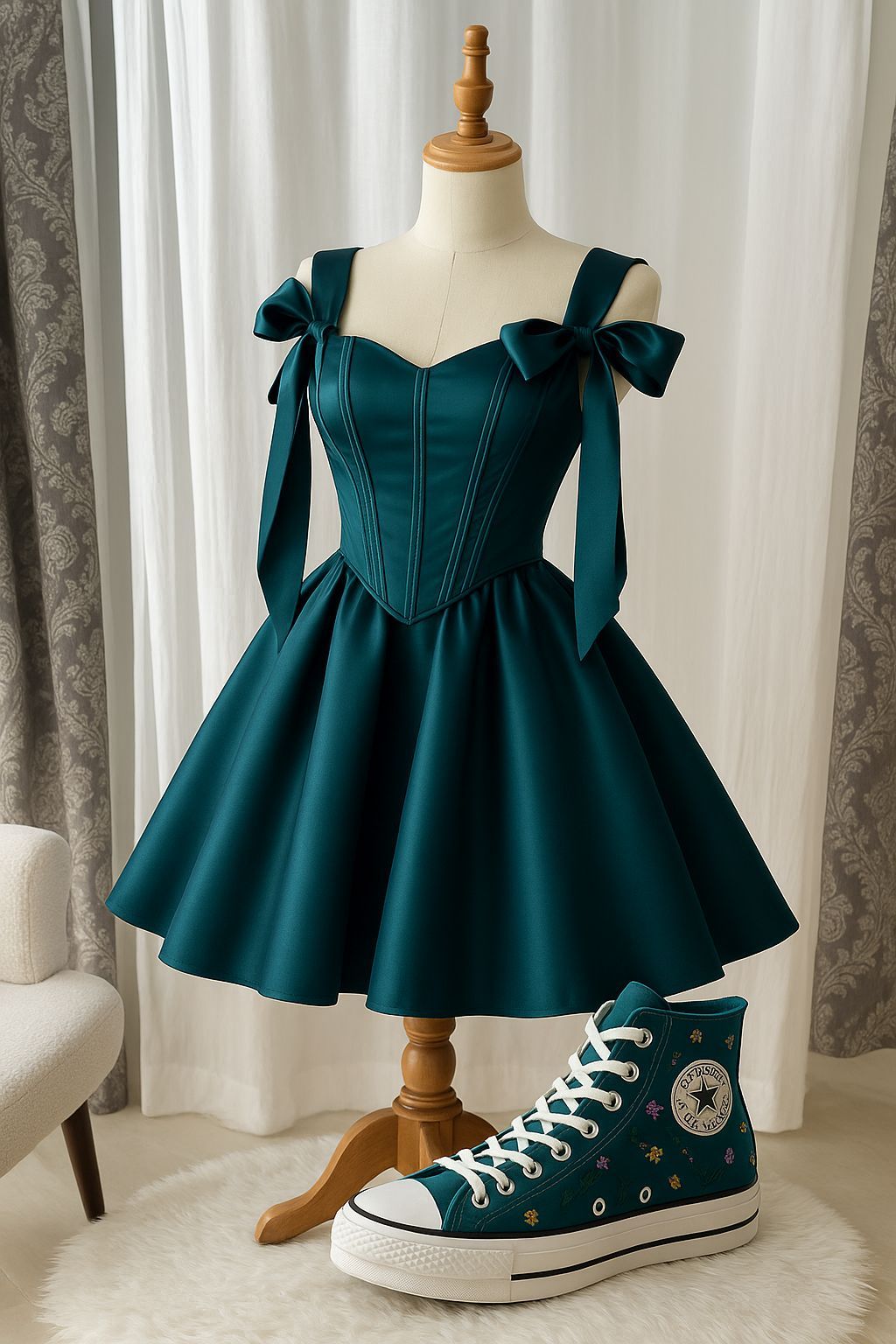 Flirty Short Homecoming Dresses Ball Gown Spaghetti Strap Dark Green With Bow Graduation Mini Hoco Dress RB4671