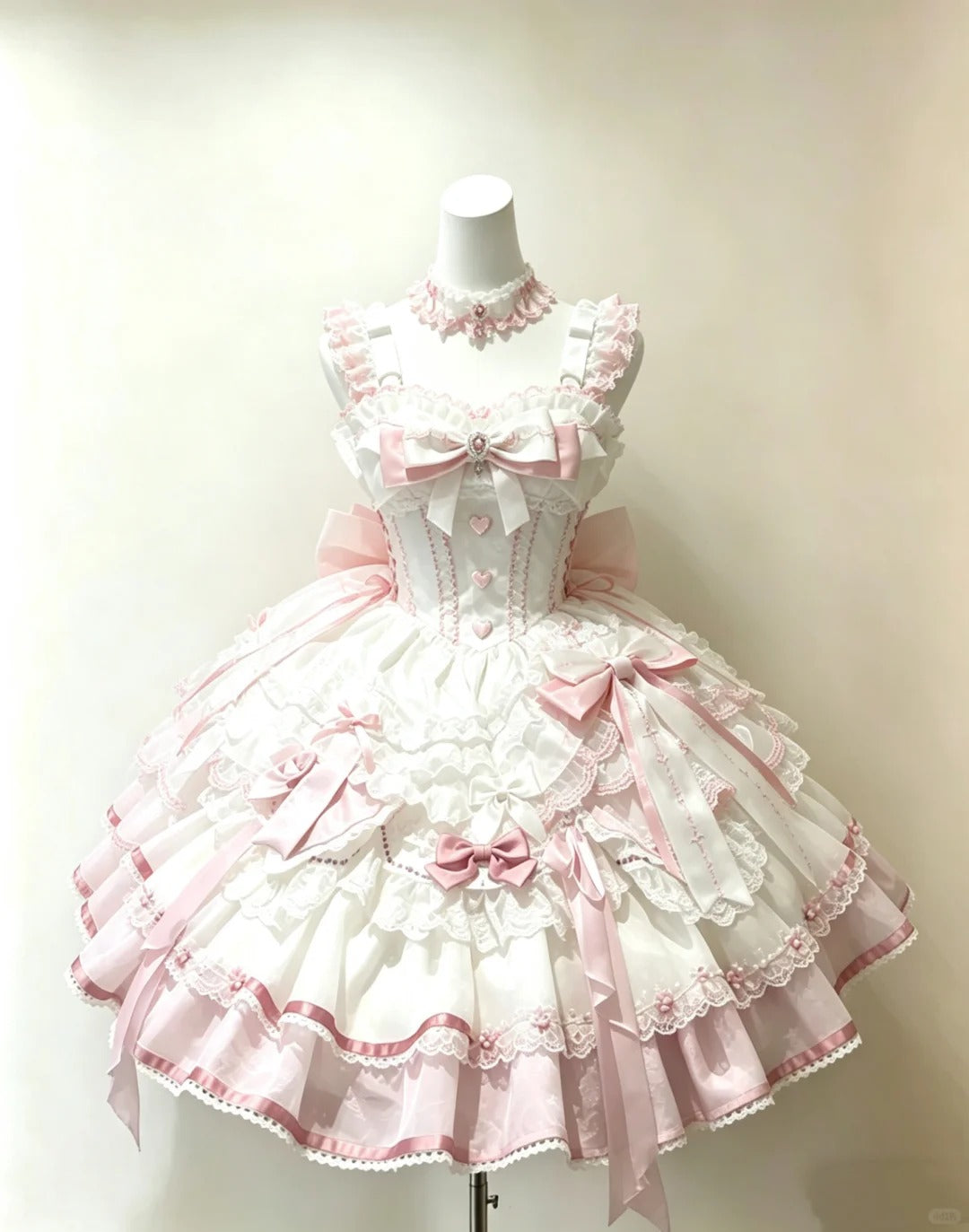 Youthful Ball Gown Square Neck Pink White Satin Lolita Dress Homecoming Dresses Hoco Outfit RB4689