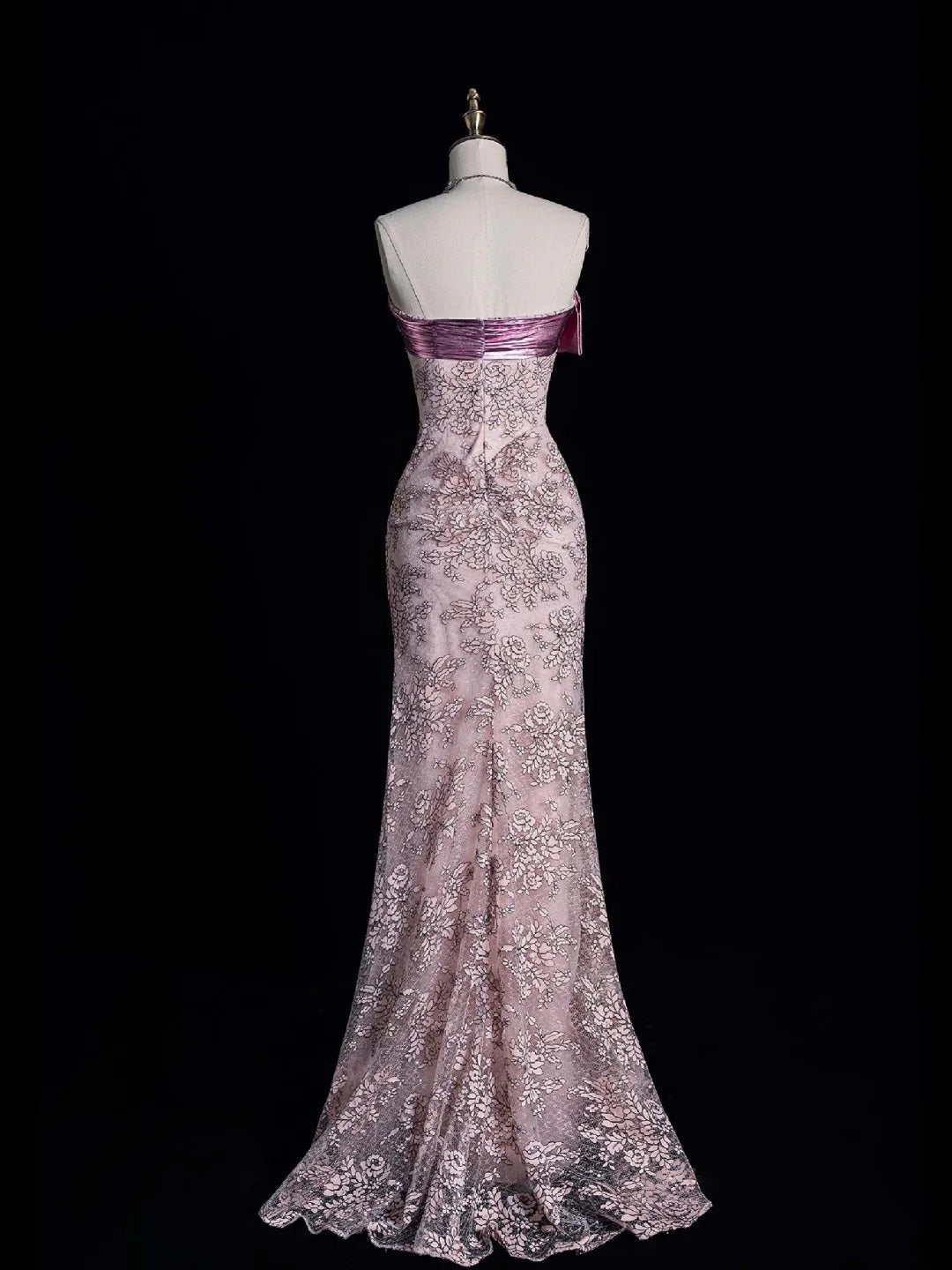 Cute Ball Gown Strapless Pink Lace Long Prom Dress Evening Outfits Semi Formal Dress N559