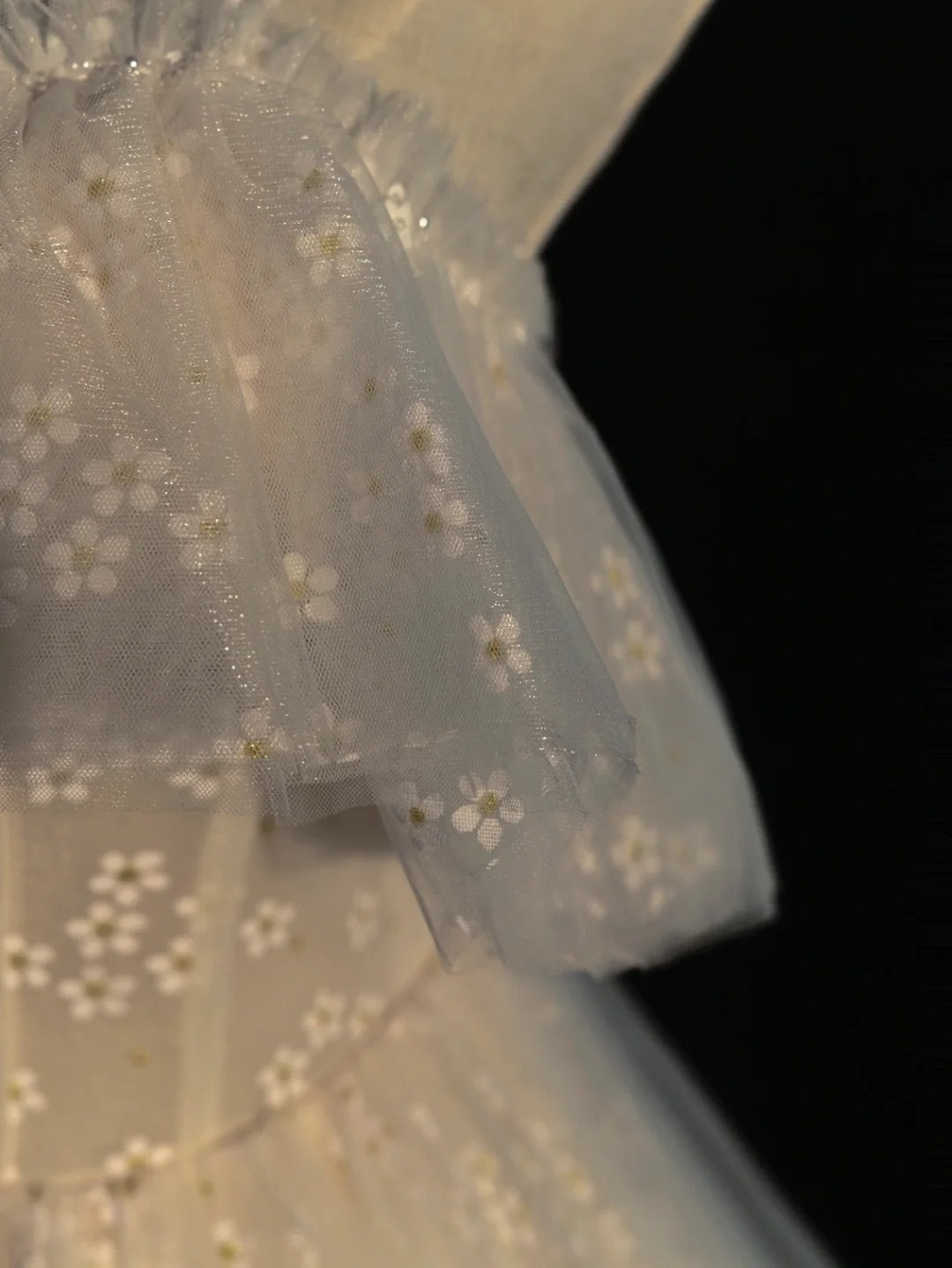 Princess Ball Gown Spaghetti Strap White Flowers Spring Tulle Inspiration Long Prom Dresses N1236