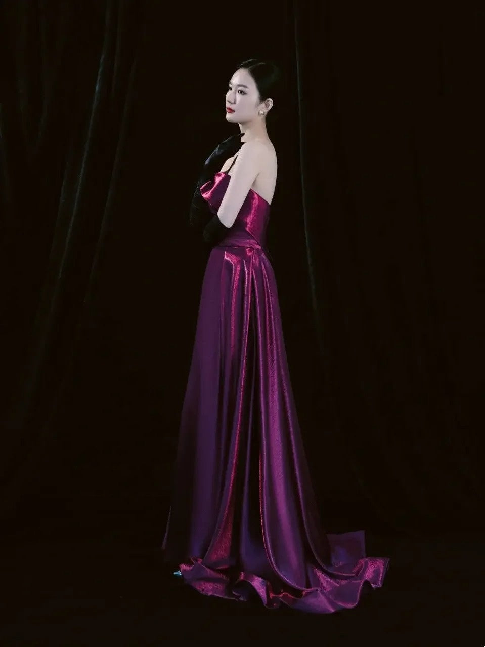 Sexy A Line Strapless Fuchsia Satin With Split Long Prom Dresses Impress 18th Birthday Outfits Prom Gown N302