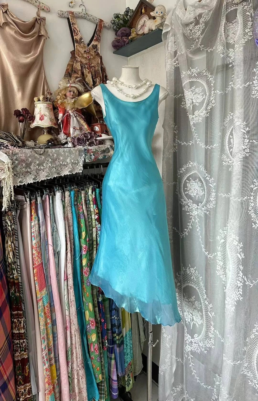 Retro Classy Mermaid Square Neck Blue Short 1950s Prom Dresses Formal Gowns N867