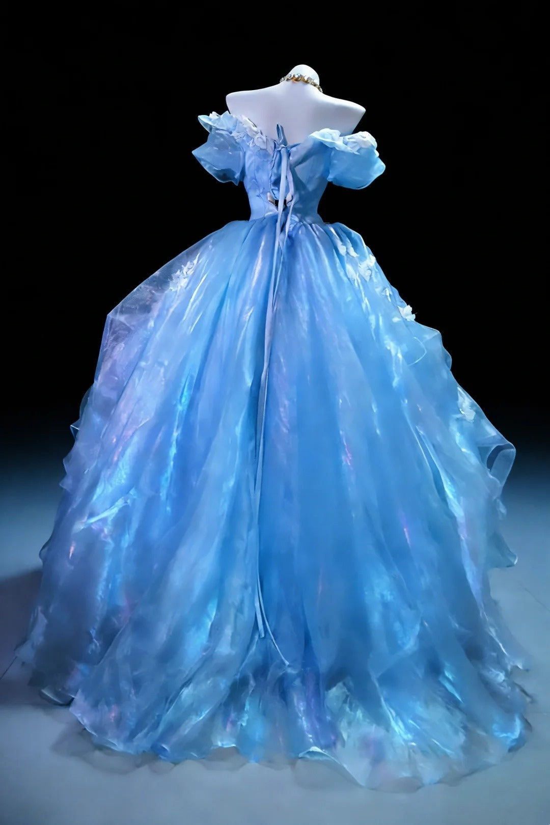 Classy Ball Gowns Off The Shoulder Blue Sweet 15 16 Prom Dresses Graduation 20th Birthday Outfits N939