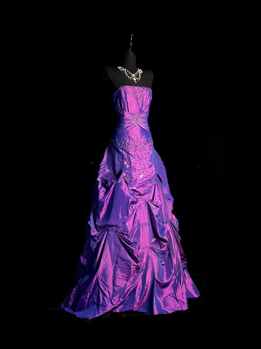 Vintage Mermaid 1950s Sweetheart Grape With Beaded Gems Long Prom Dresses Party Dress 18th Birthday Outfits N944