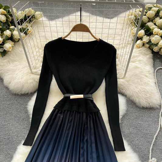 Simple Knitted Gradient Dress Fashion Dress RF0339