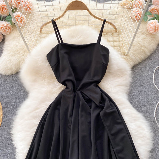 Black A Line Irregular Dress Fashion Dress RF0321