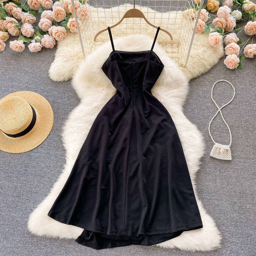 Black A Line Irregular Dress Fashion Dress RF0321