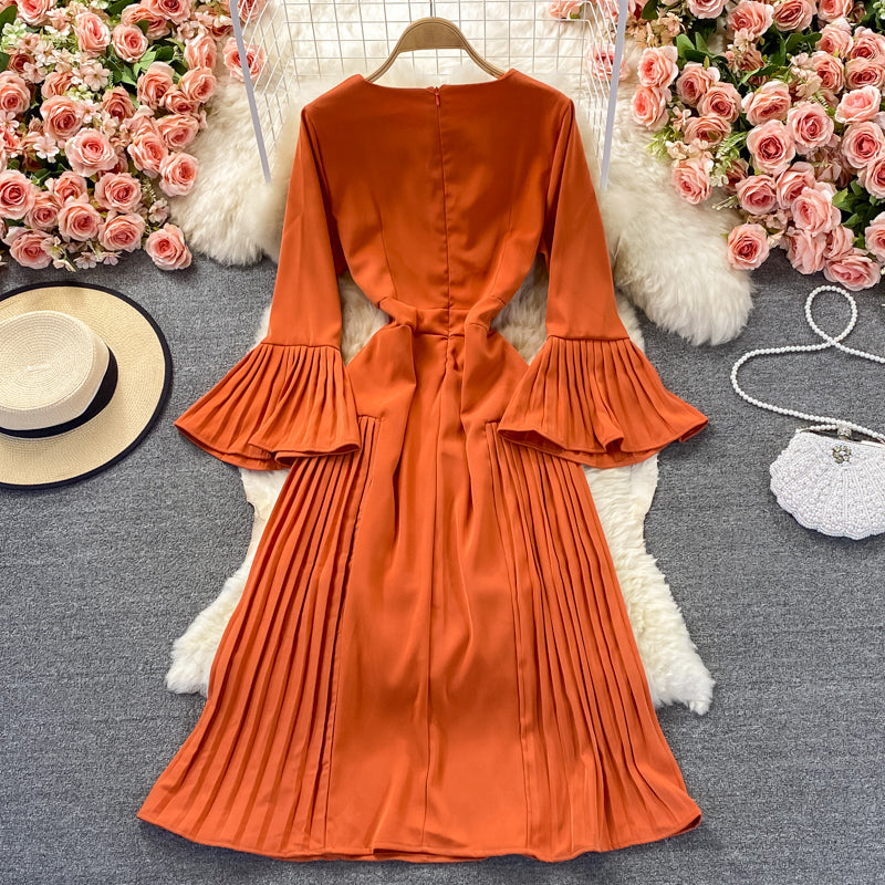Orange A Line Long Sleeve Dress Fashion Dress RF0314