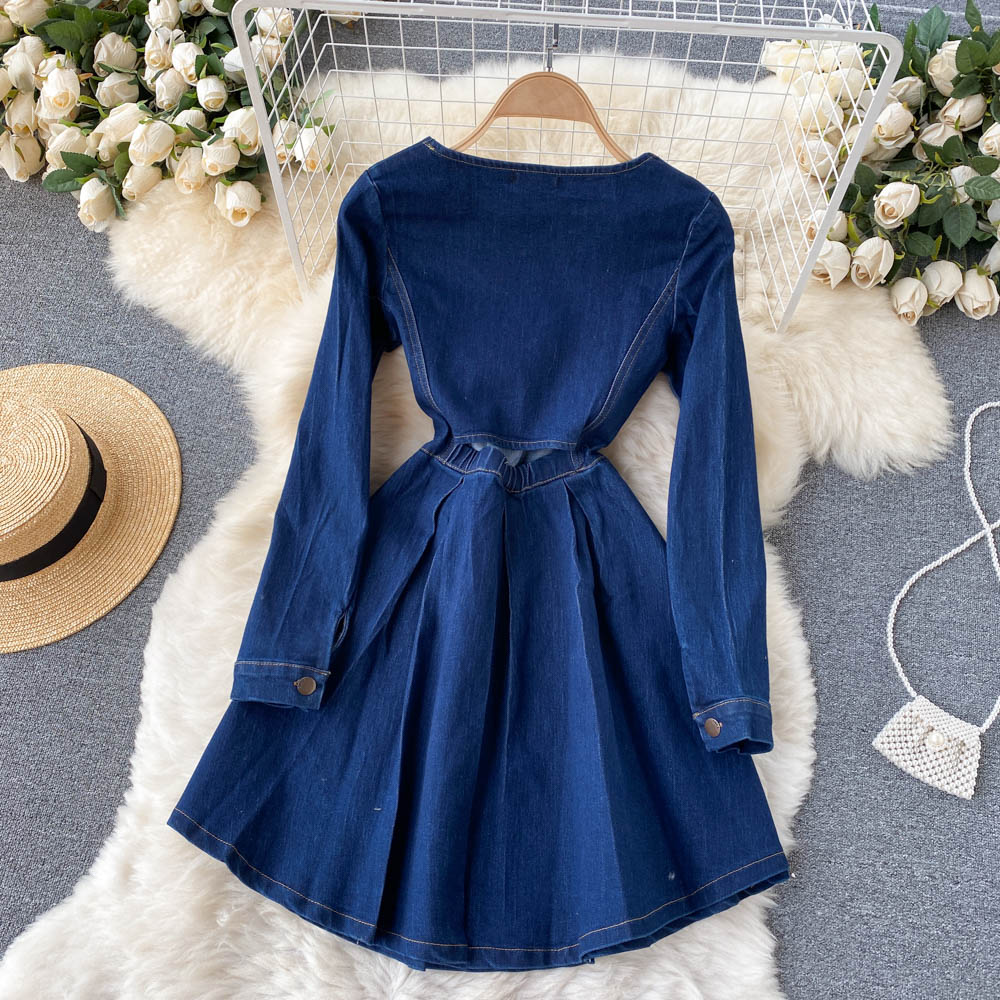 Blue Denim Long Sleeve Dress RF0295
