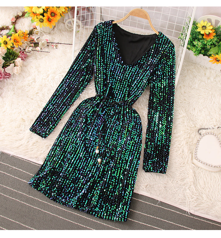 Shiny Sequins Short Dress Fashion Dress RF0224