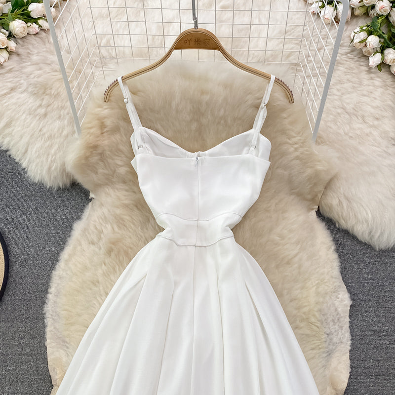 White Chiffon A Line Short Dress Fashion Dress RF0219