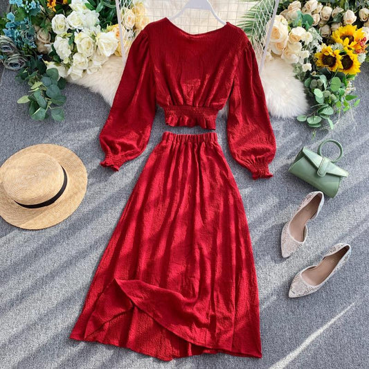 Cute Two Pieces Long Sleeve Dress Fashion Dress RF0202