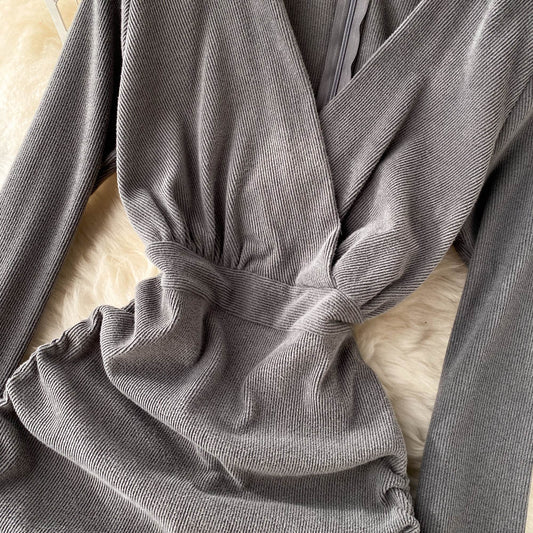 Sexy V-neck Drawstring Dress Fashion Dress RF0173