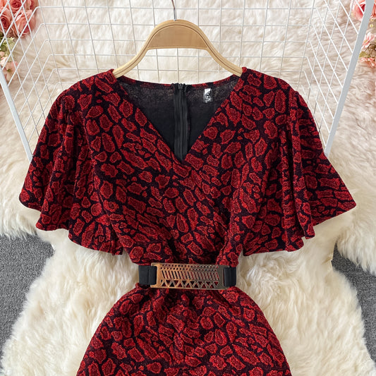 Stylish V Neck Short Dress Fashion Women Dress RF0165