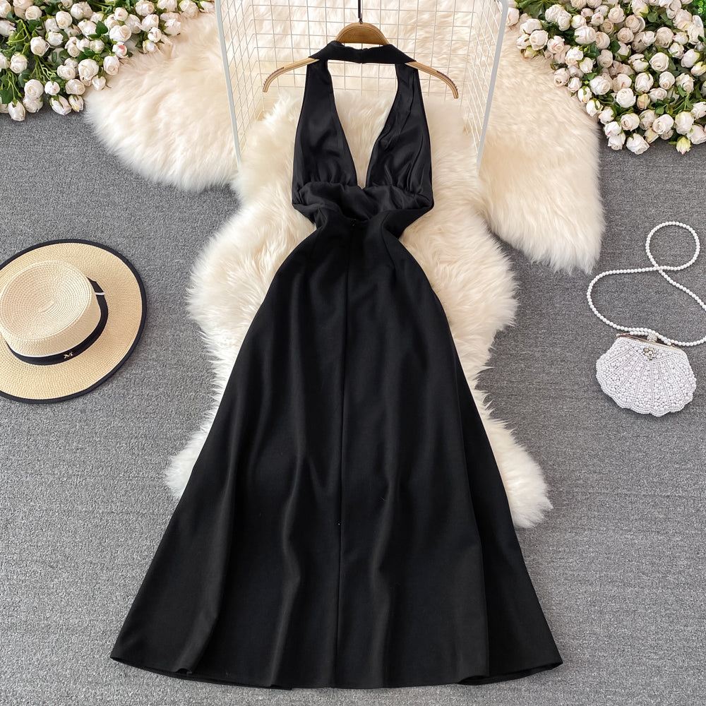 Black A Line Short Dress Backless Party Dress RF0110