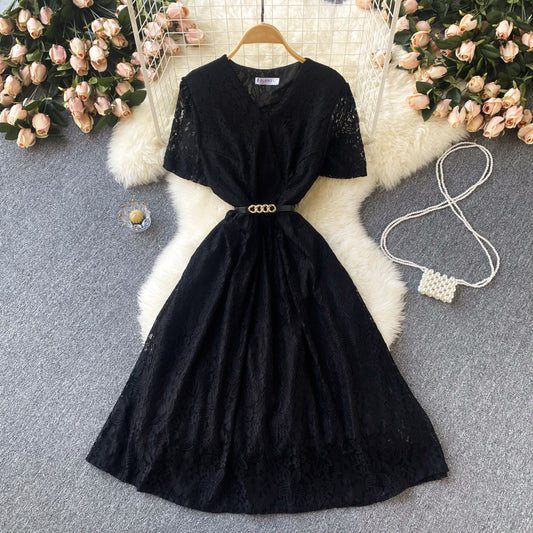 Cute V Neck Lace Short Dress A Line Fashion Dress RF0102