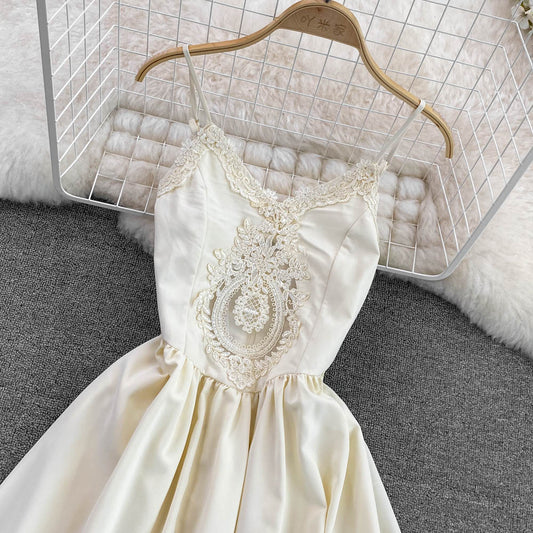Champagne Lace Short A Line Dress Fashion Dress RF0084