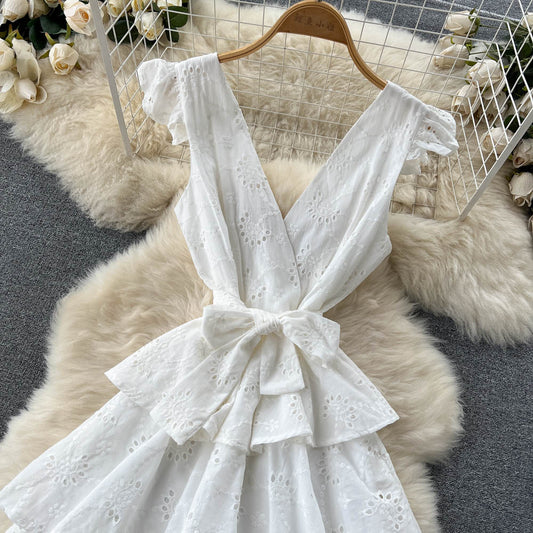 White A Line Short Dress Fashion Girl Dress RF0067
