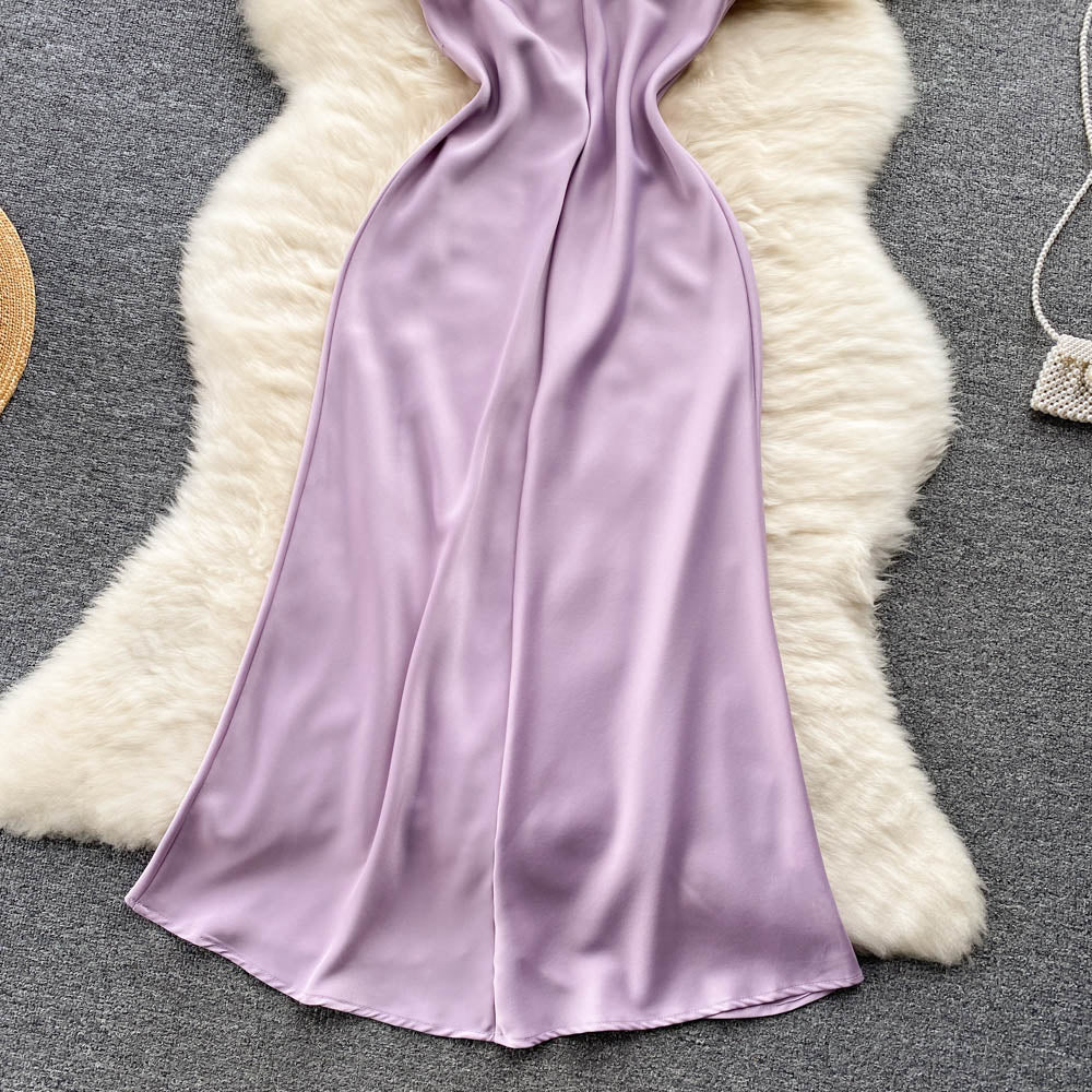 Purple Satin Fashion Dress RF0052