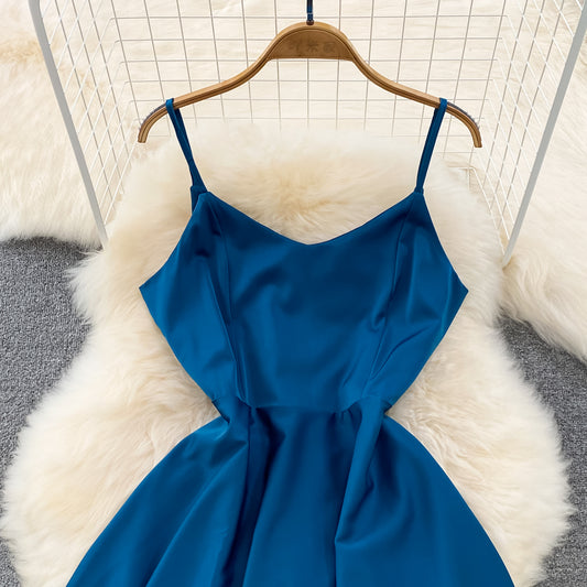 Simple V-neck Long Dresses, A-line Spaghetti Straps Party Dresses RF0017
